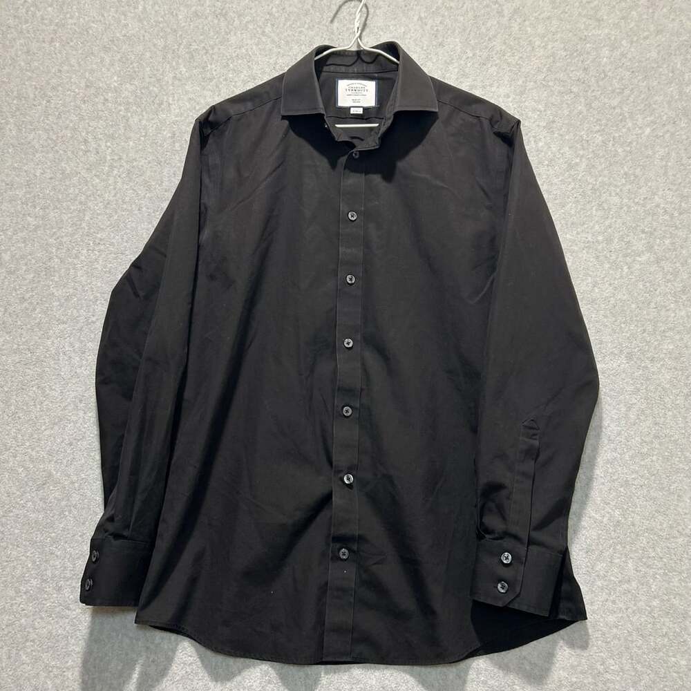 Charles Tyrwhitt Men’s Black Slim Fit Dress Shirt Non-Iron Size 16/34